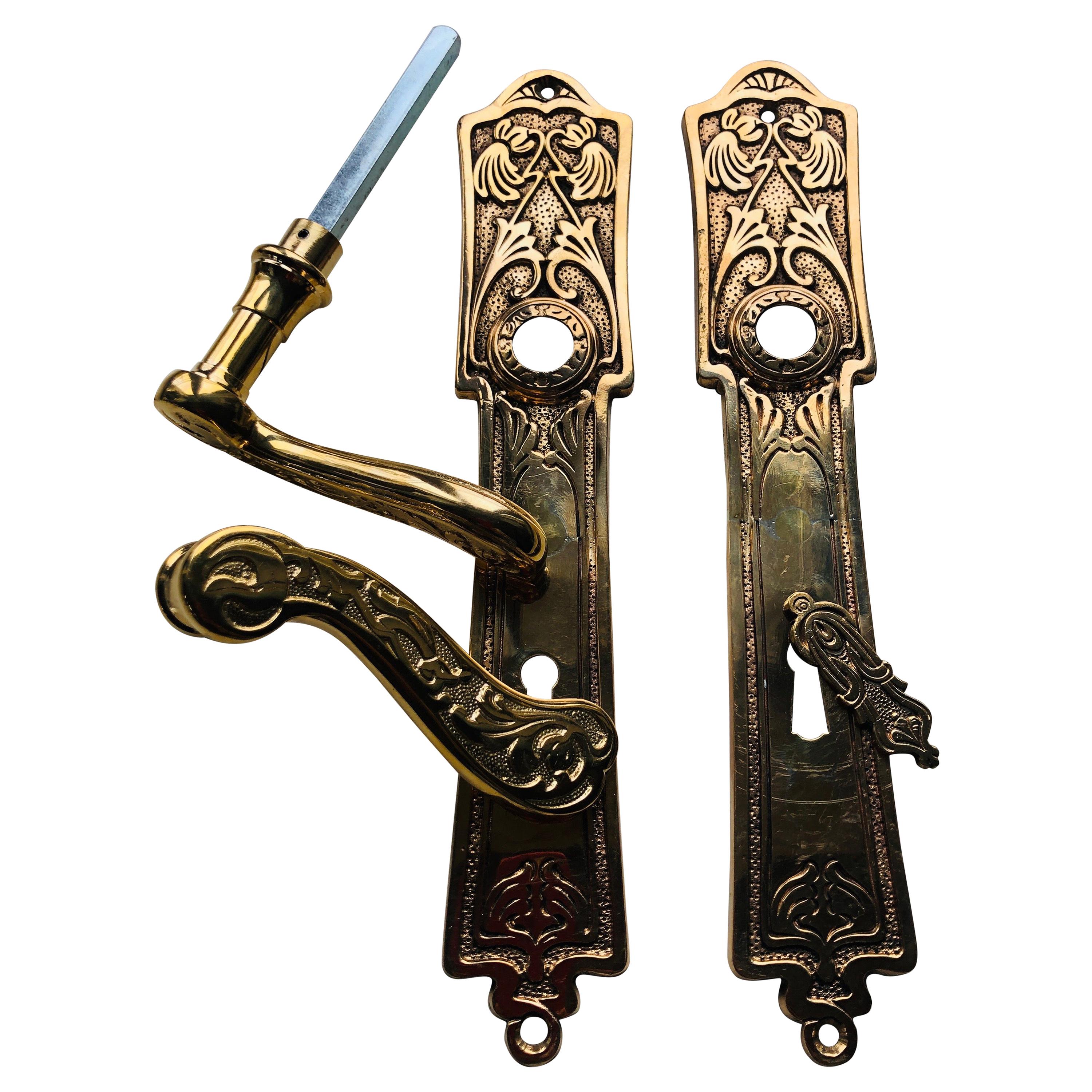 19th Century Three French Restored Brass Door Classic Handles