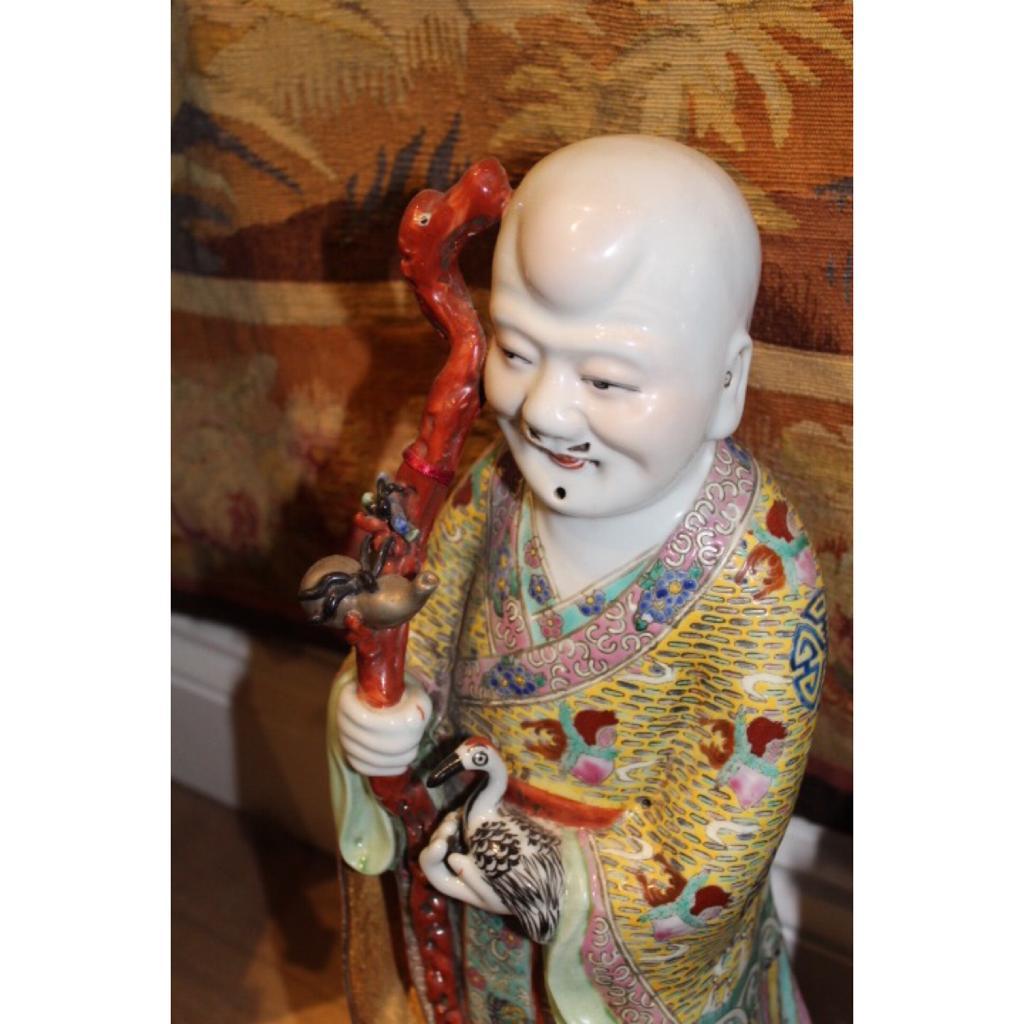 19th Century, Three Large Porcelain Statues Representing 'Sanxing', China For Sale 4