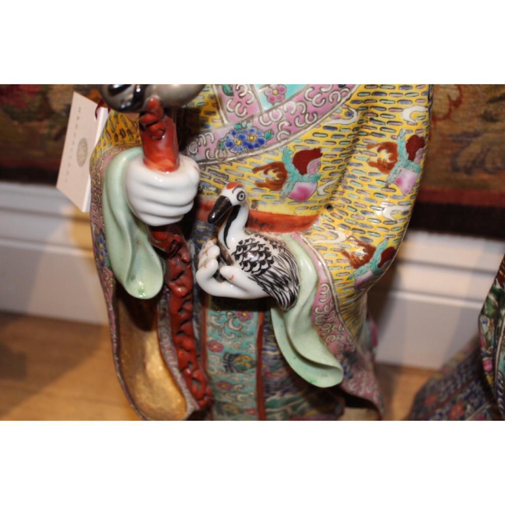 19th Century, Three Large Porcelain Statues Representing 'Sanxing', China For Sale 5