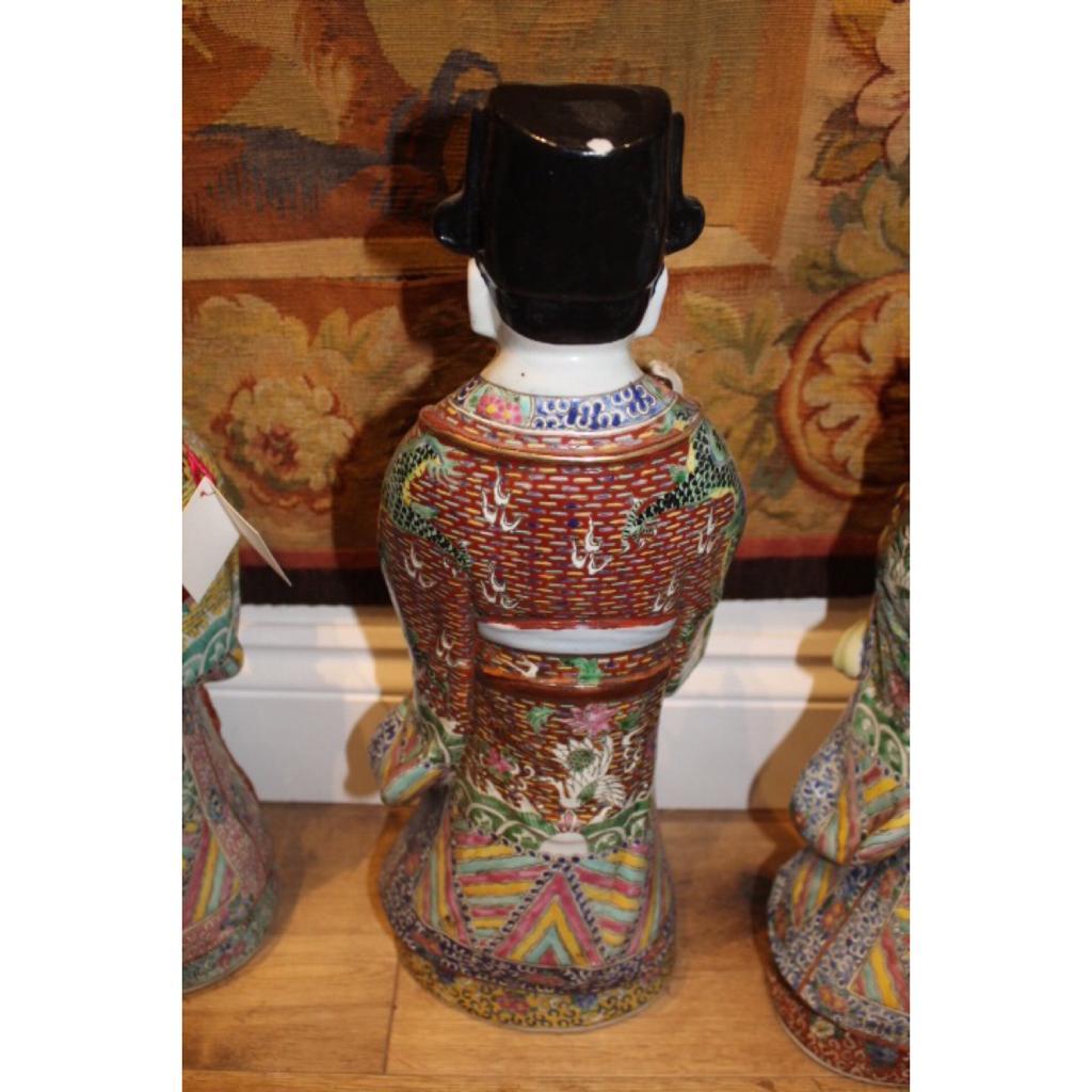 19th Century, Three Large Porcelain Statues Representing 'Sanxing', China For Sale 7