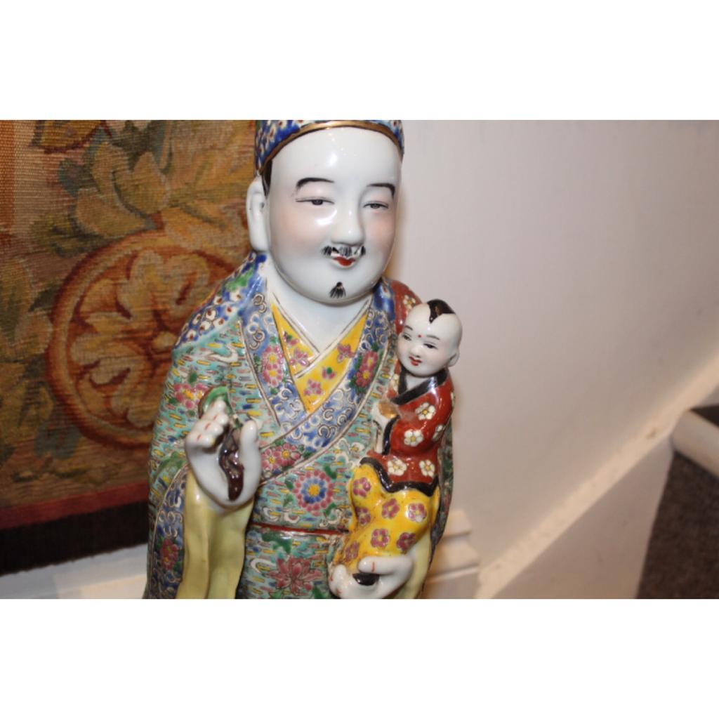 19th Century, Three Large Porcelain Statues Representing 'Sanxing', China For Sale 8