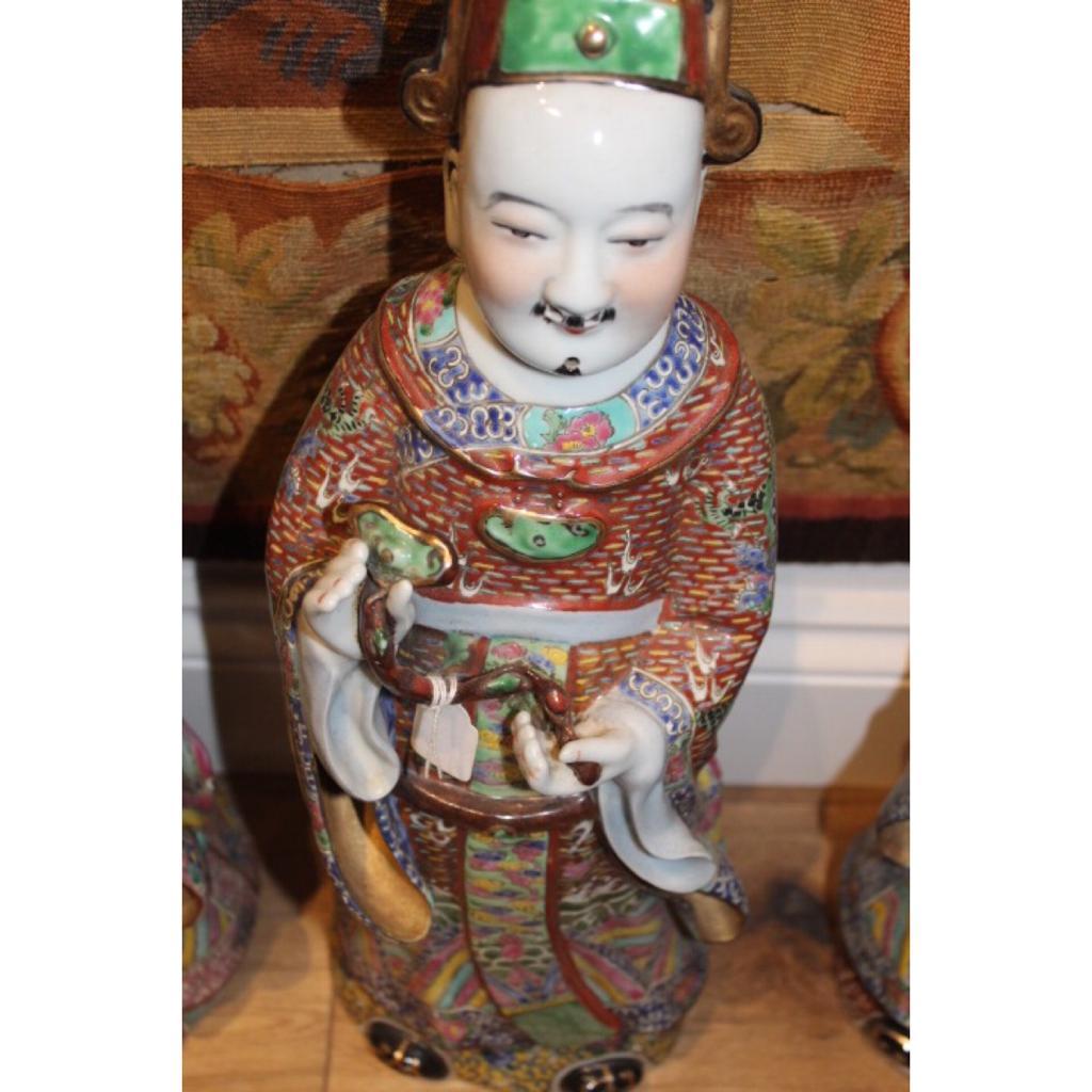 Other 19th Century, Three Large Porcelain Statues Representing 'Sanxing', China For Sale