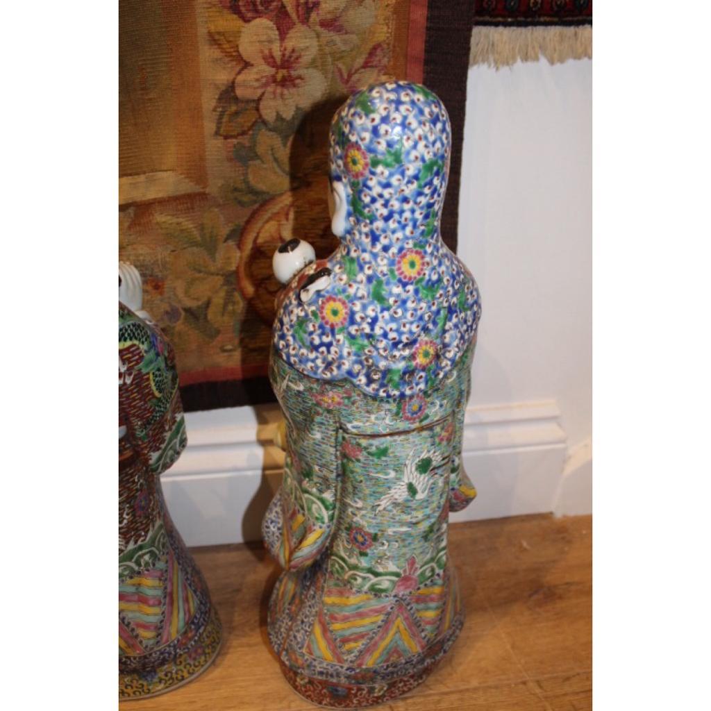 19th Century, Three Large Porcelain Statues Representing 'Sanxing', China For Sale 3