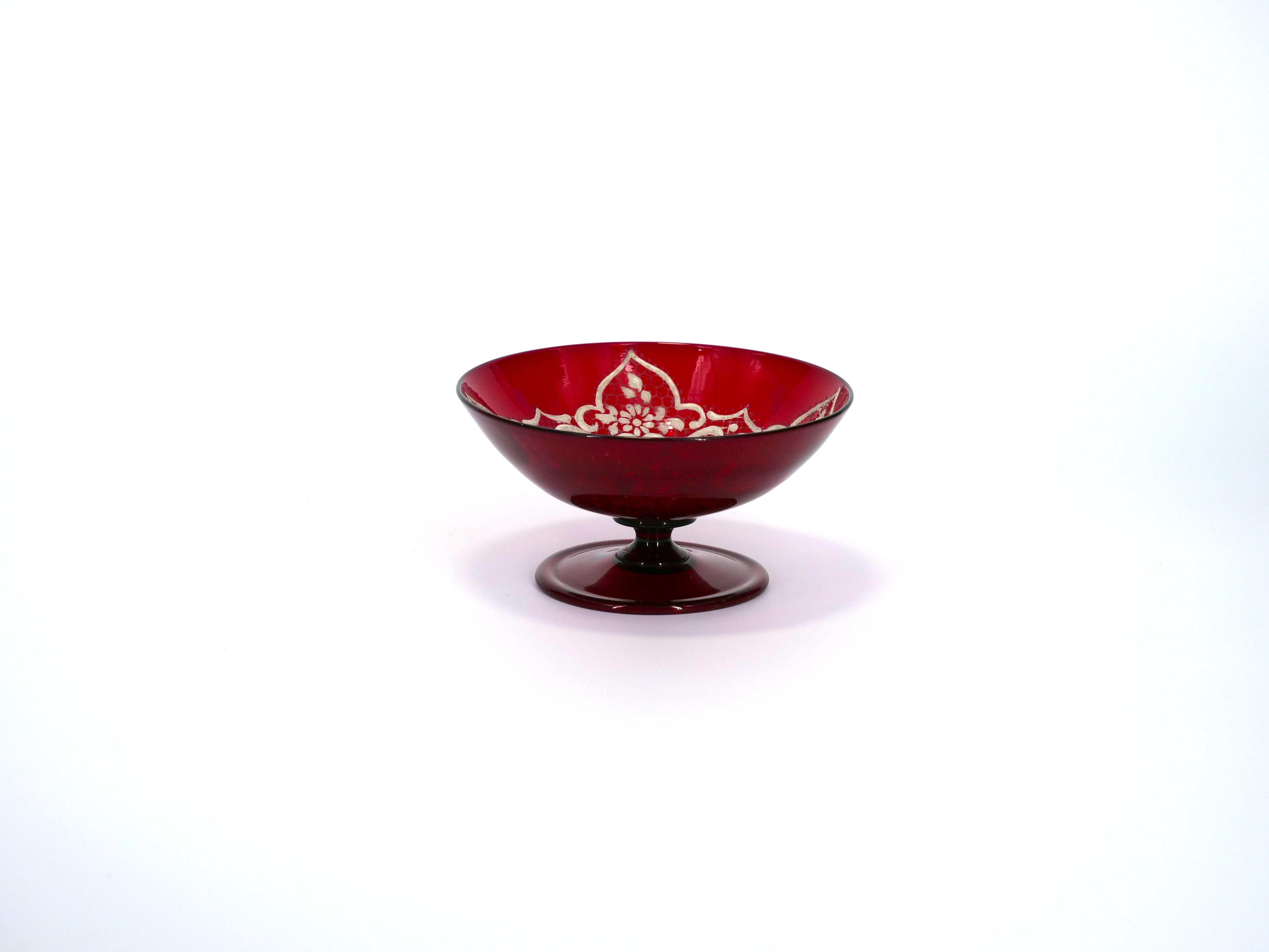 19th Century Three Murano Glass Decorative Compote For Sale 4