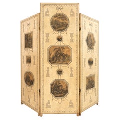 Biombo inglés de tres paneles del siglo XIX