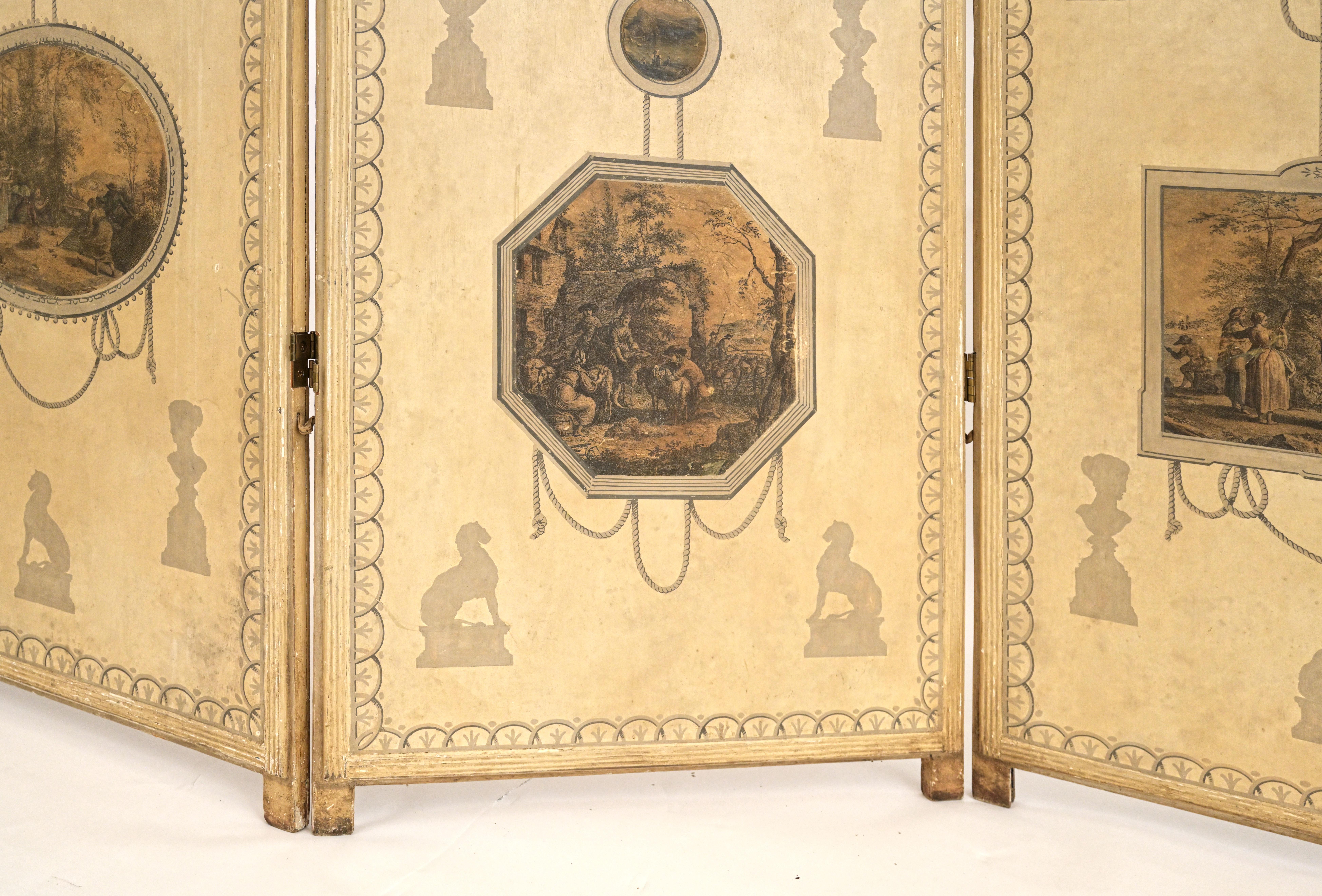 19. Jahrhundert drei Panel Englisch Druck Zimmer Bildschirm (Europäisch) im Angebot