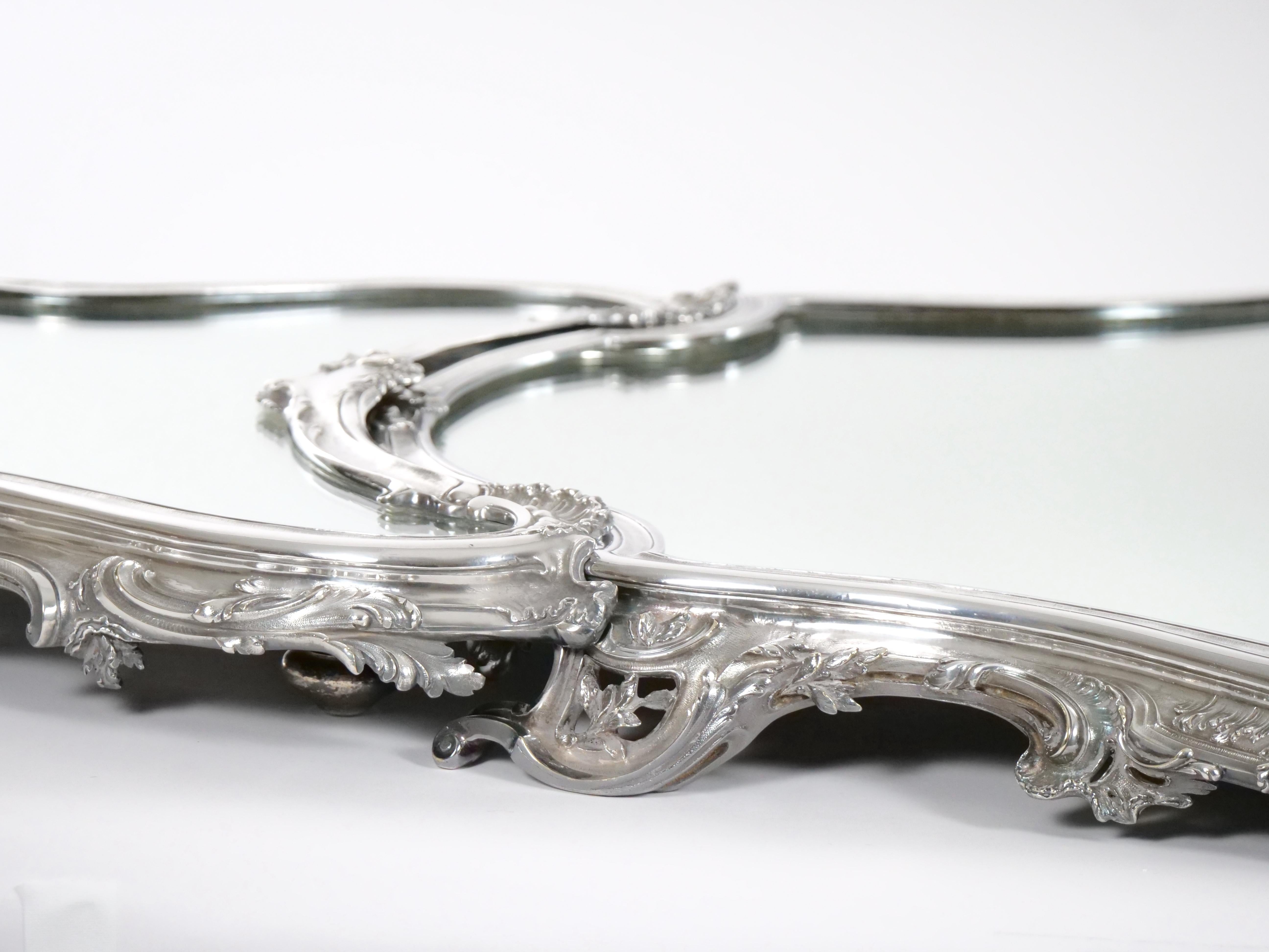 Mid-19th Century 19th Century Three Part Mirrored Silver Plate Plateau