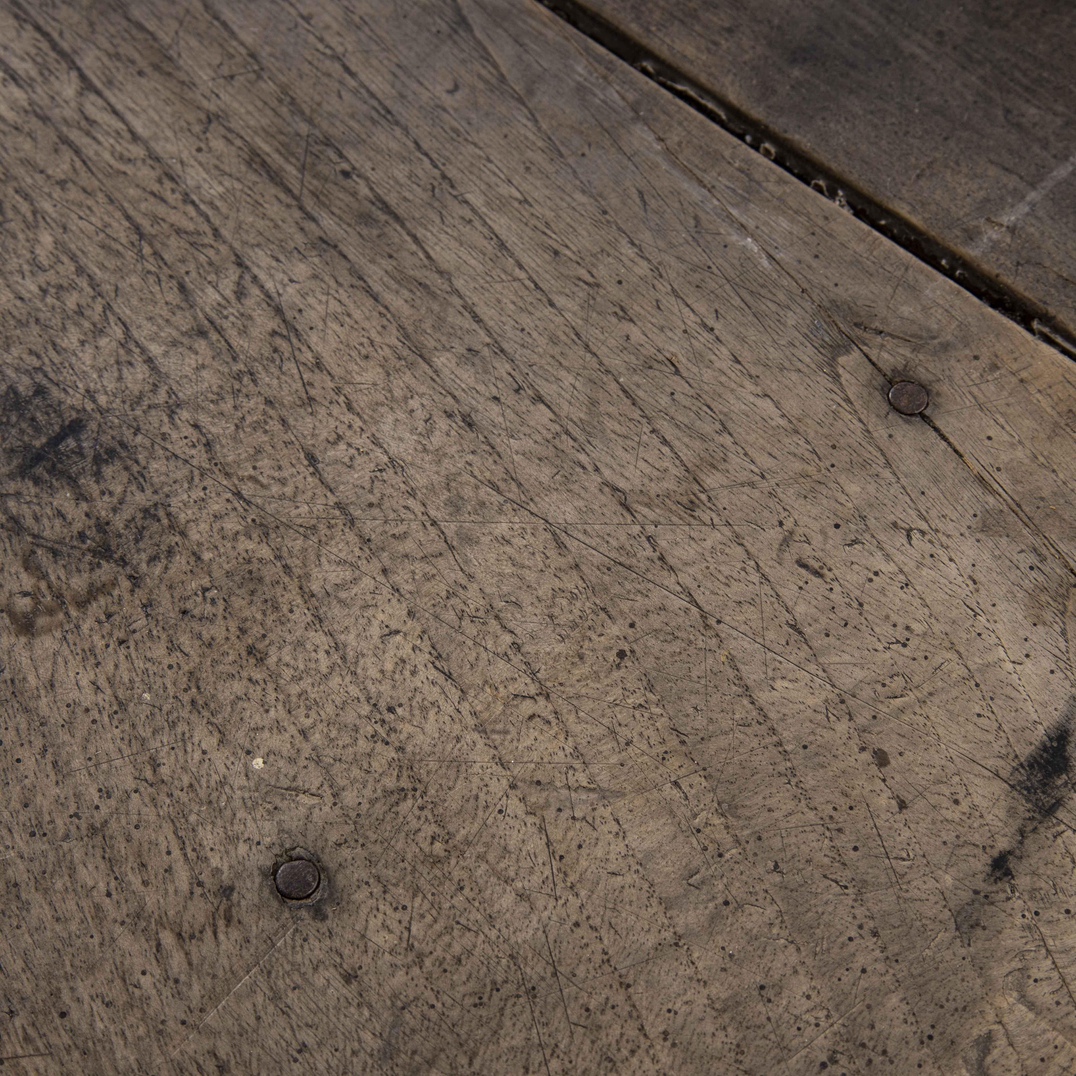 19th Century Three Plank Oak French Rectangular Farmhouse Dining Table 2