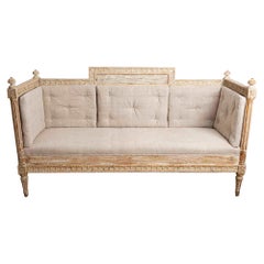 19th Century Three-Seat High Backed Painted Swedish Sofa, Decorative Detail