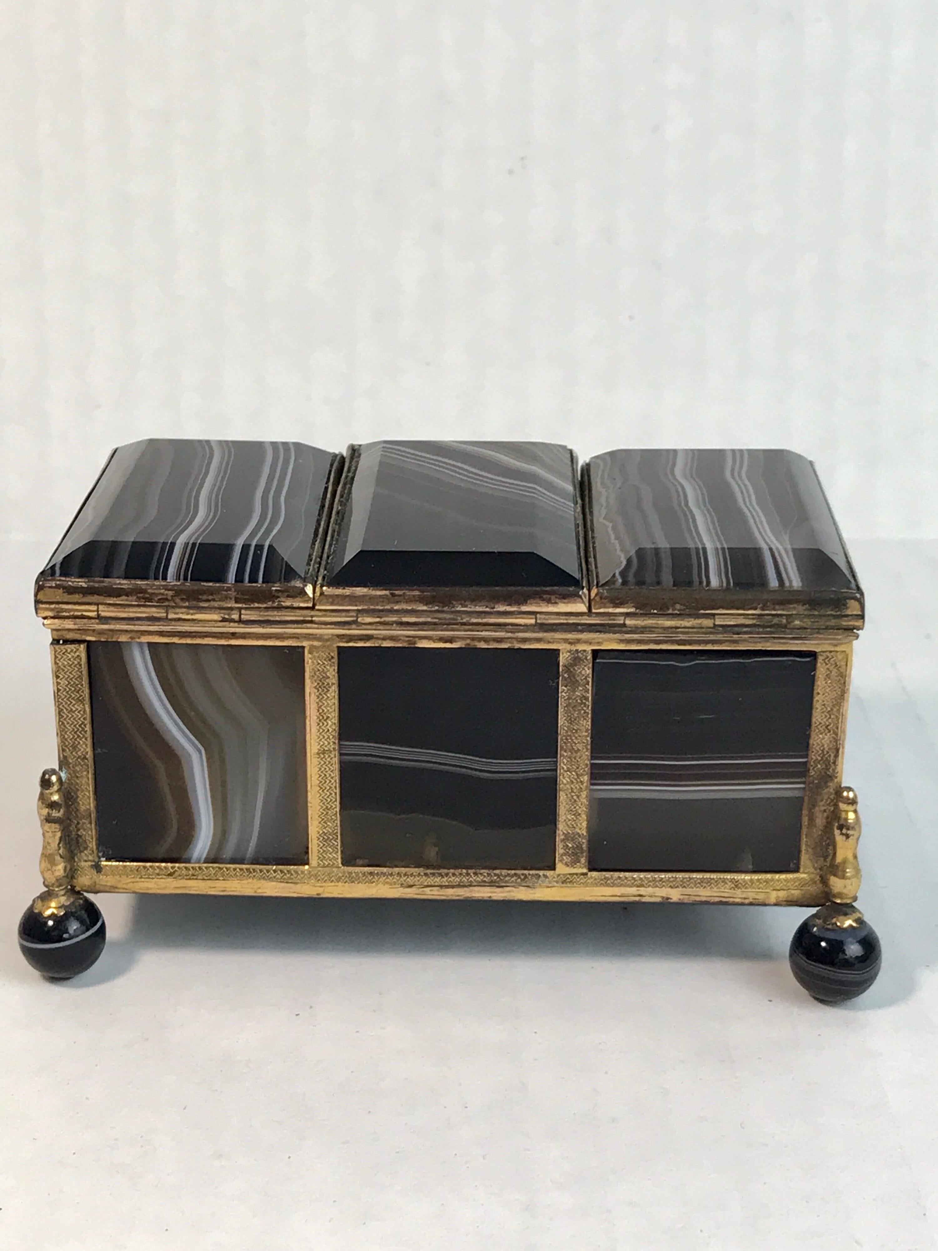 19th Century Three-Section Specimen Agate and Ormolu Box 5
