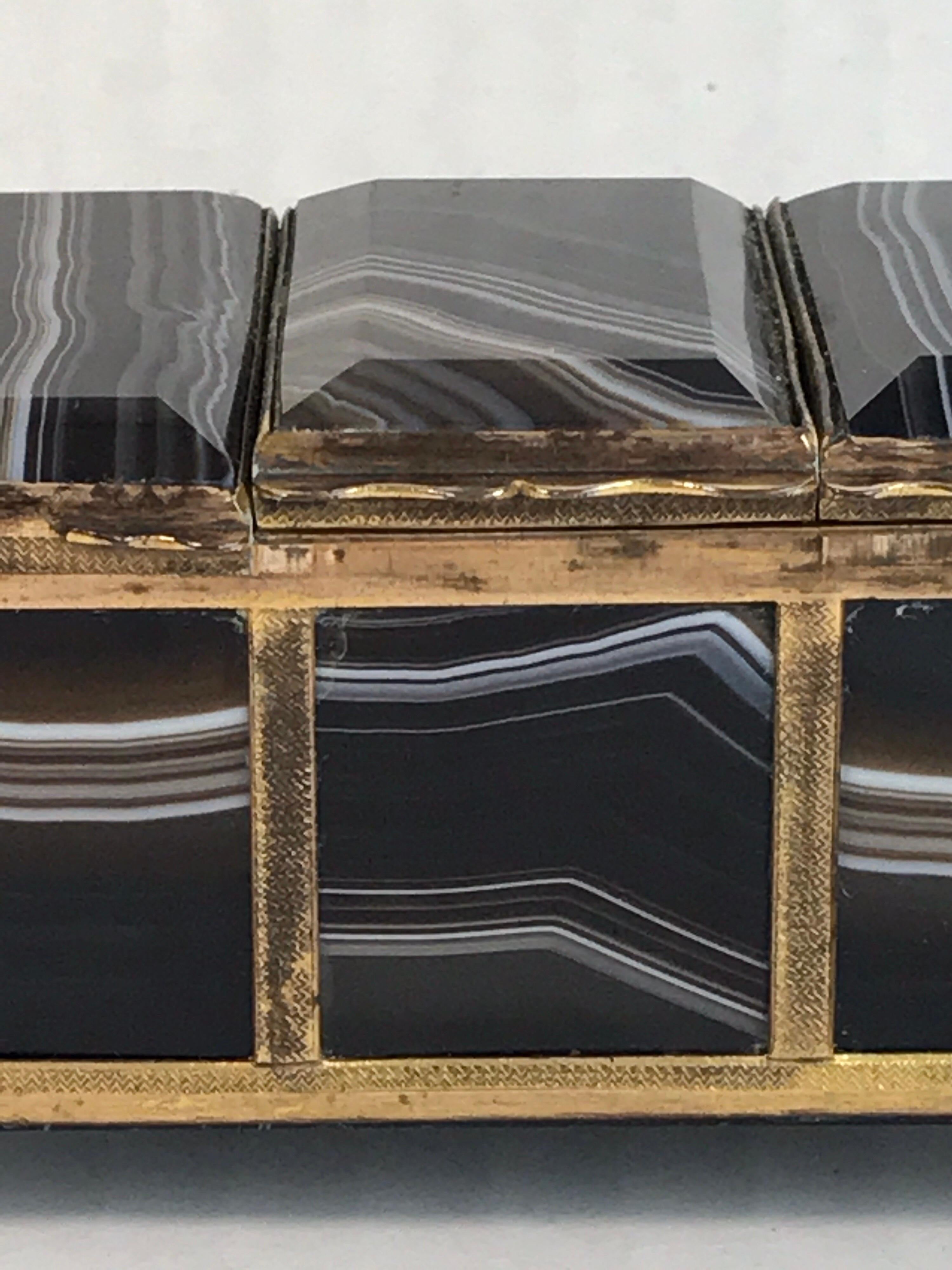19th Century Three-Section Specimen Agate and Ormolu Box In Good Condition In West Palm Beach, FL