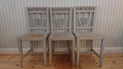 19th Century Three Swedish Gustavian Chairs with Untouched Originalpaint