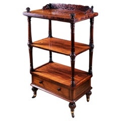 Antique 19th Century Three Tier Rosewood Fretcut Whatnot Etagere