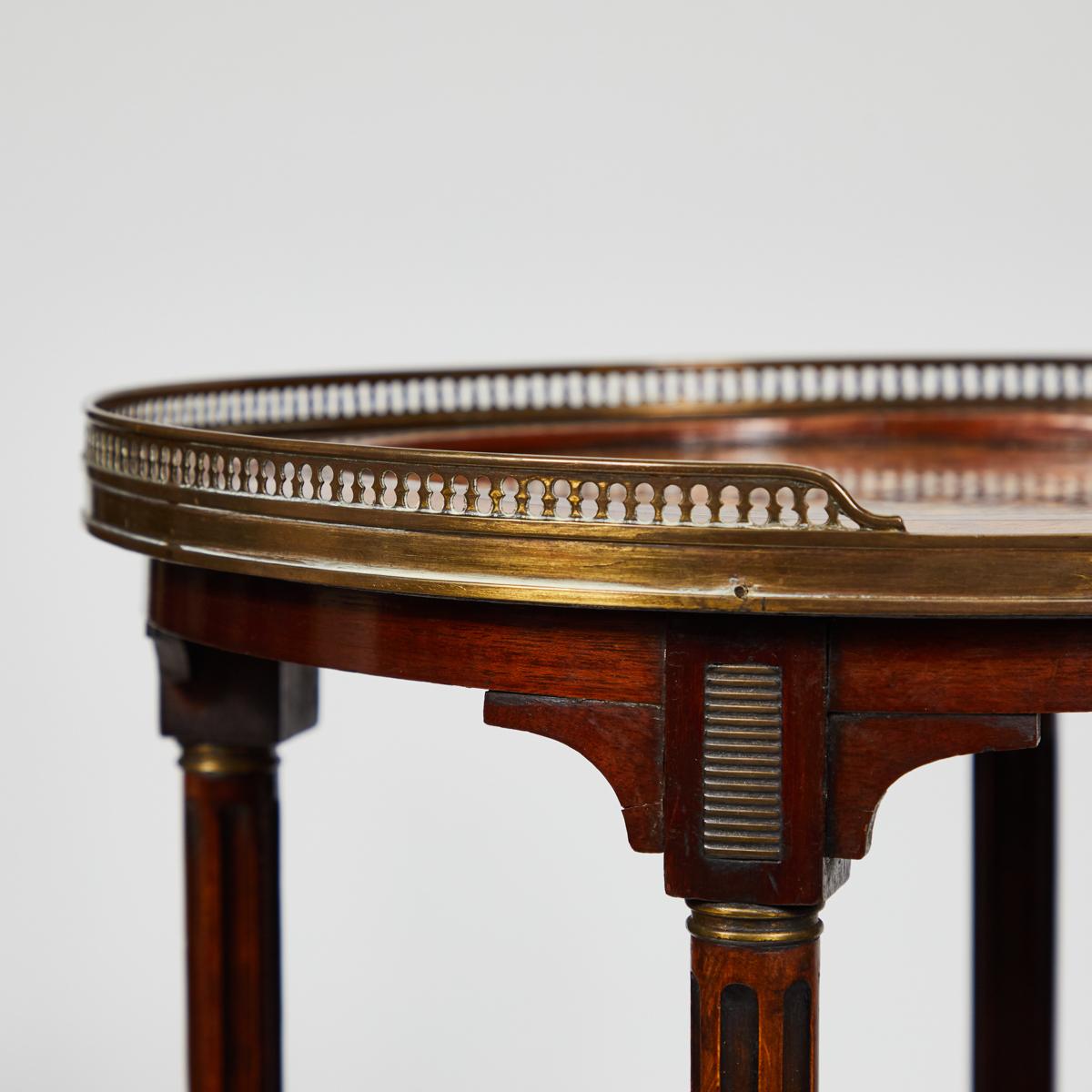 Victorian 19th Century Three-Tier Side Table in Mahogany with Marble Top and Brass Galley