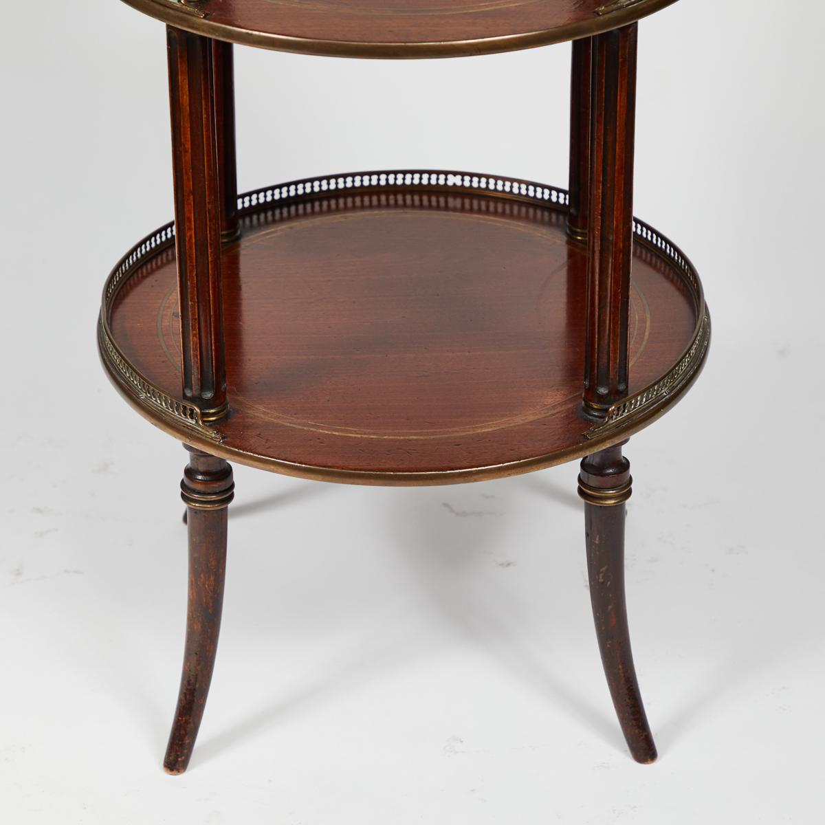 19th Century Three-Tier Side Table in Mahogany with Marble Top and Brass Galley 2