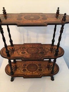 19th Century Three-Tier Wooden Etagere with Marquetry Inlay