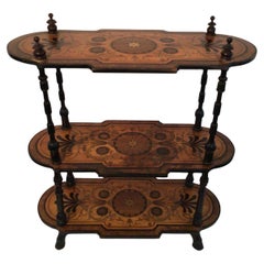 19th Century Three-Tier Wooden Etagere with Marquetry Inlay