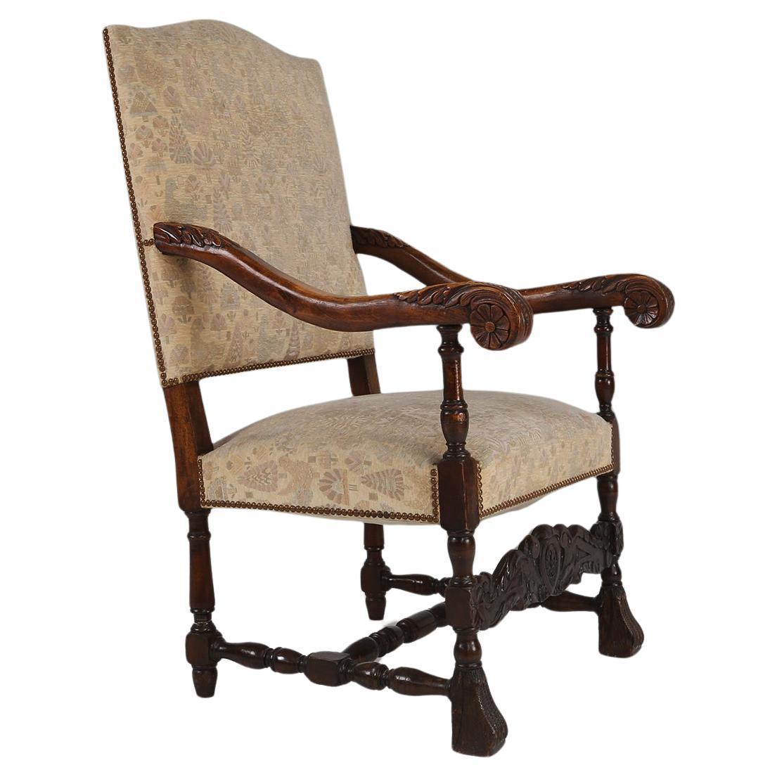 Fauteuil trône du 19e siècle de style Renaissance