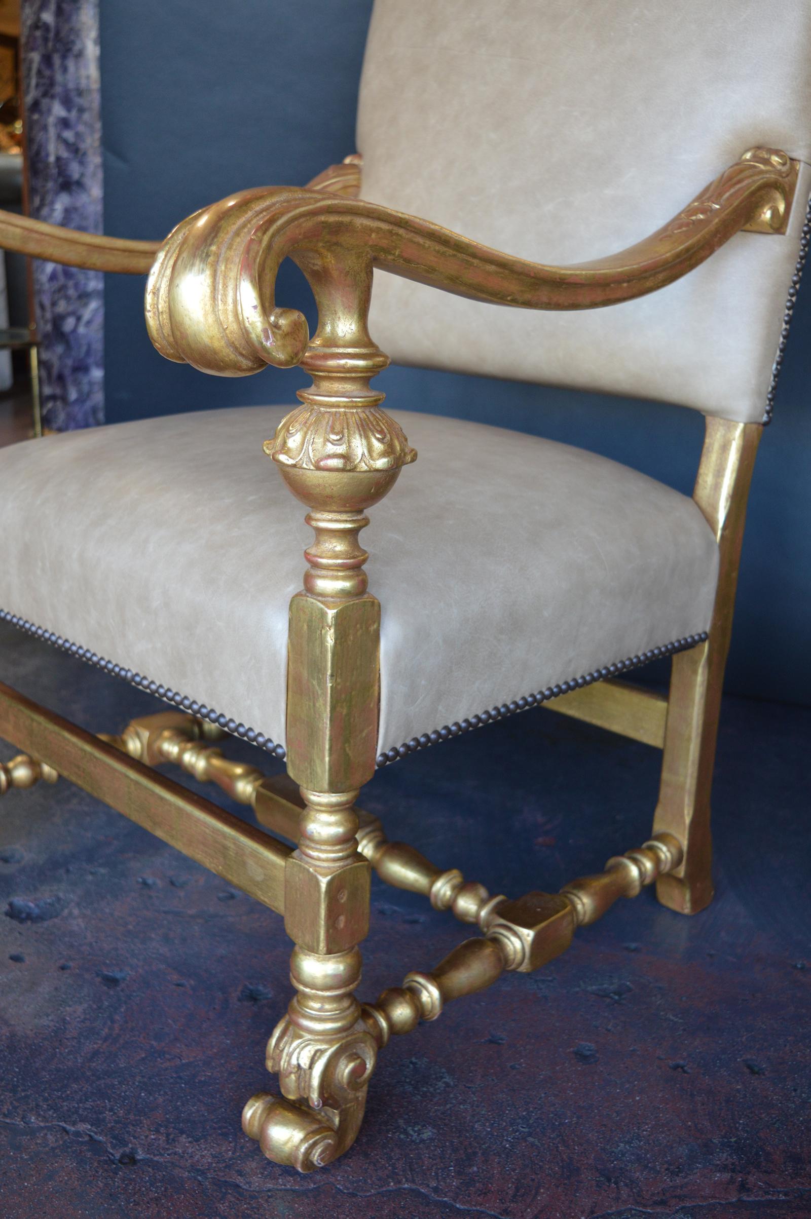 Gold 19th Century Throne Chair For Sale
