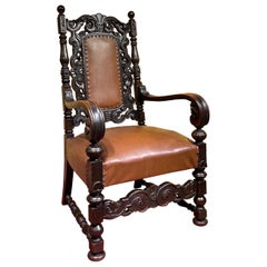 19th Century Throne Chair, Historicism around 1880, Oak