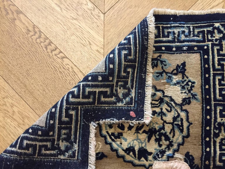 19th Century Tibet Saddle Rug Hand-Knotted Tang Song Decorations Blue ...