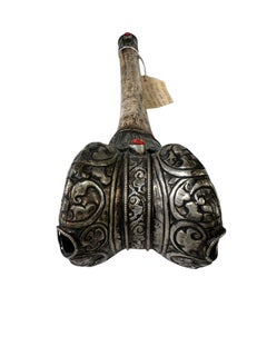 19th Century Tibetan Bone Trumpet with Silver and Coral Mounts