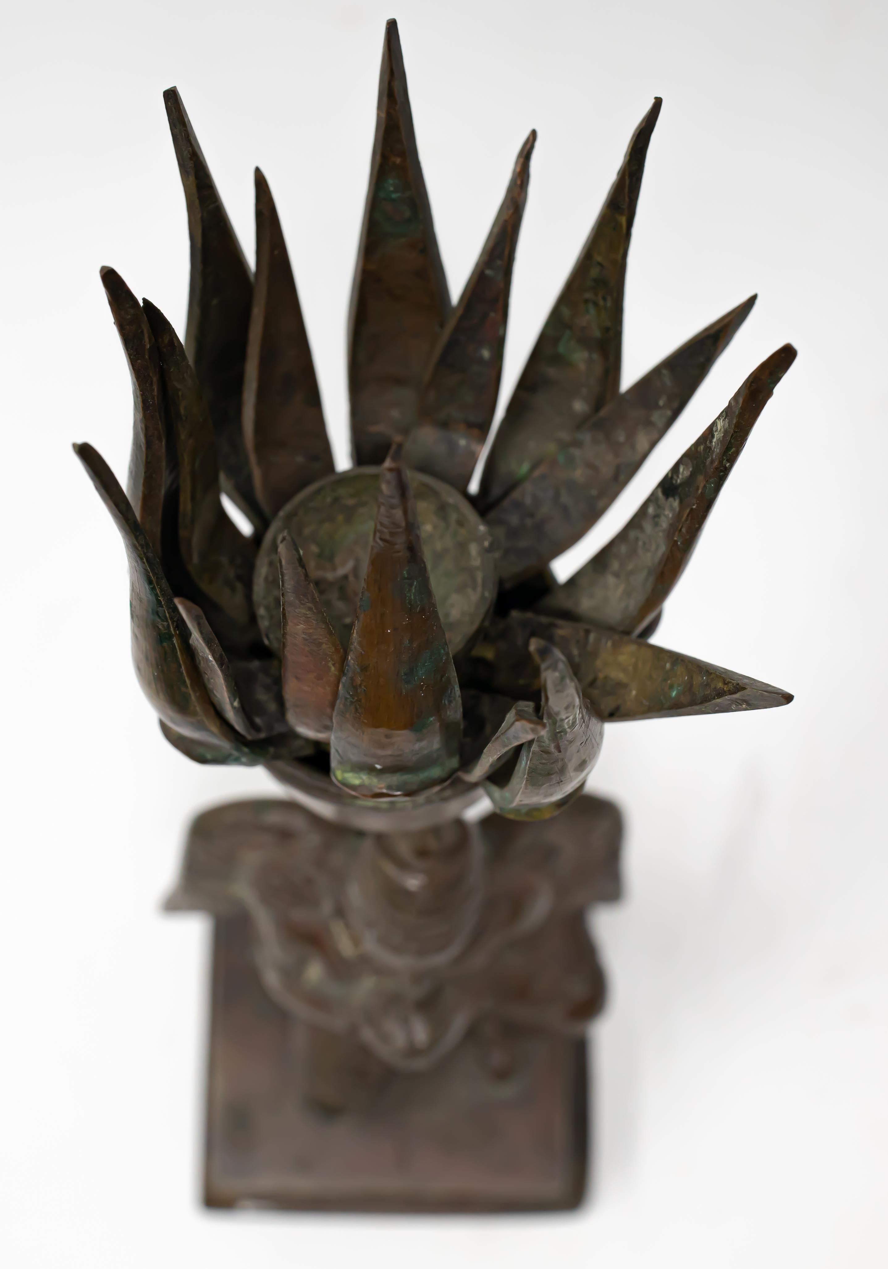 Metalwork 19th Century Tibetan Bronze Lotus Censer For Sale