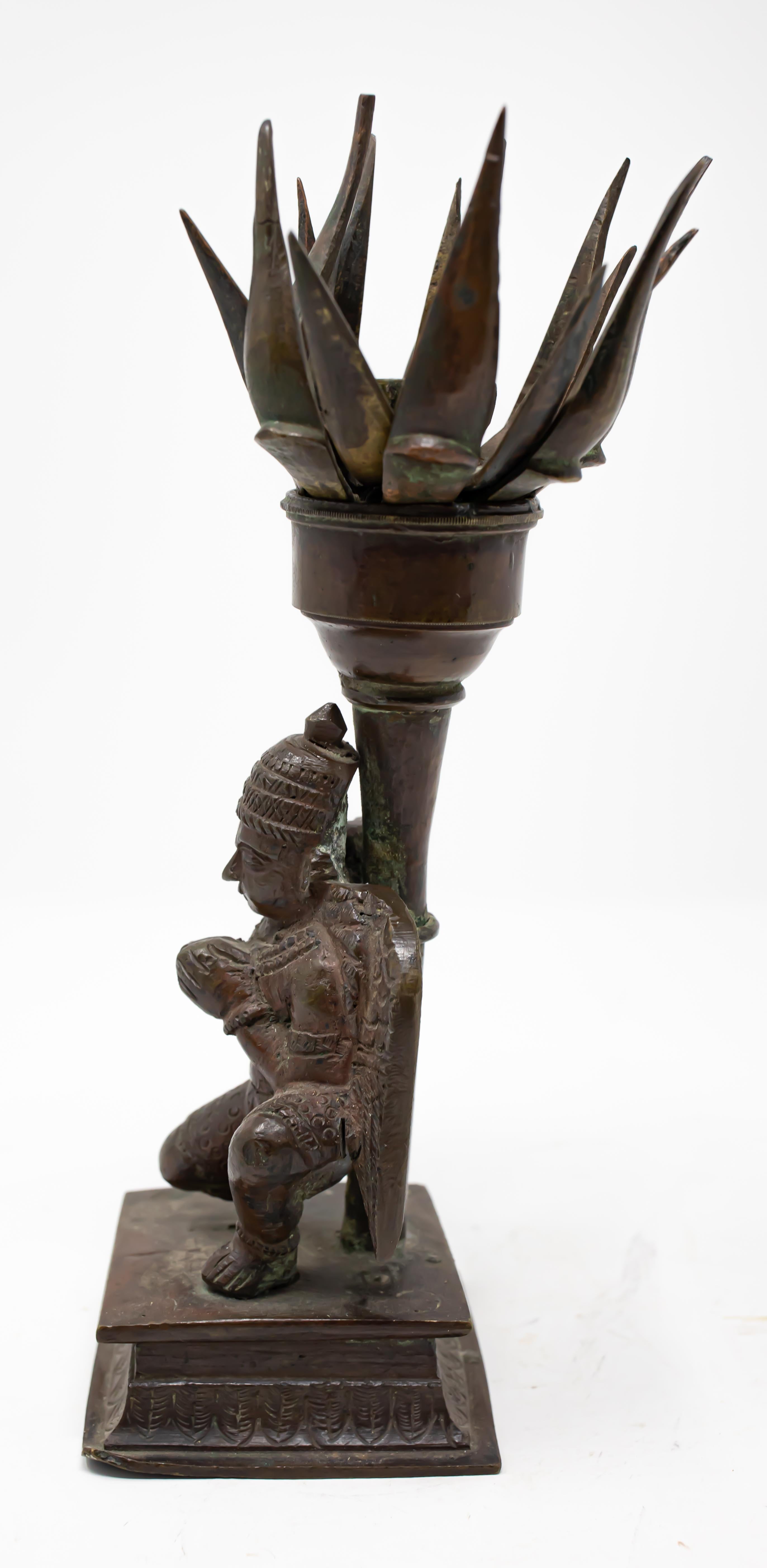 19th Century Tibetan Bronze Lotus Censer In Fair Condition For Sale In Cookeville, TN