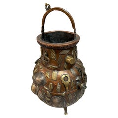 19th-Century Tibetan Copper and Brass Ritual Vessel with Applied Ornamentation