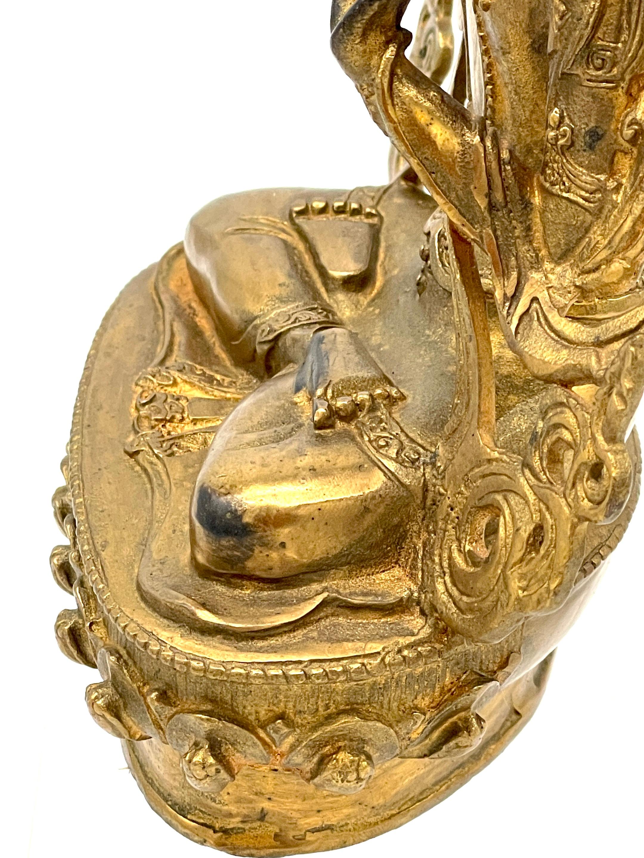 19th Century Tibetan Gilt Bronze figure of the Manjushri Bodhisattva For Sale 7