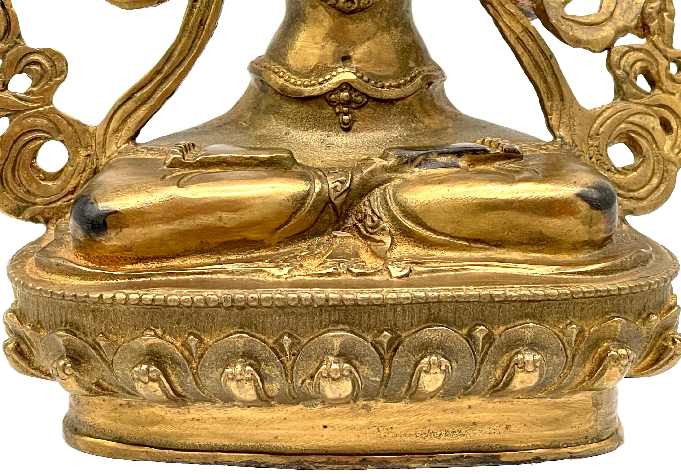 19th Century Tibetan Gilt Bronze figure of the Manjushri Bodhisattva For Sale 8