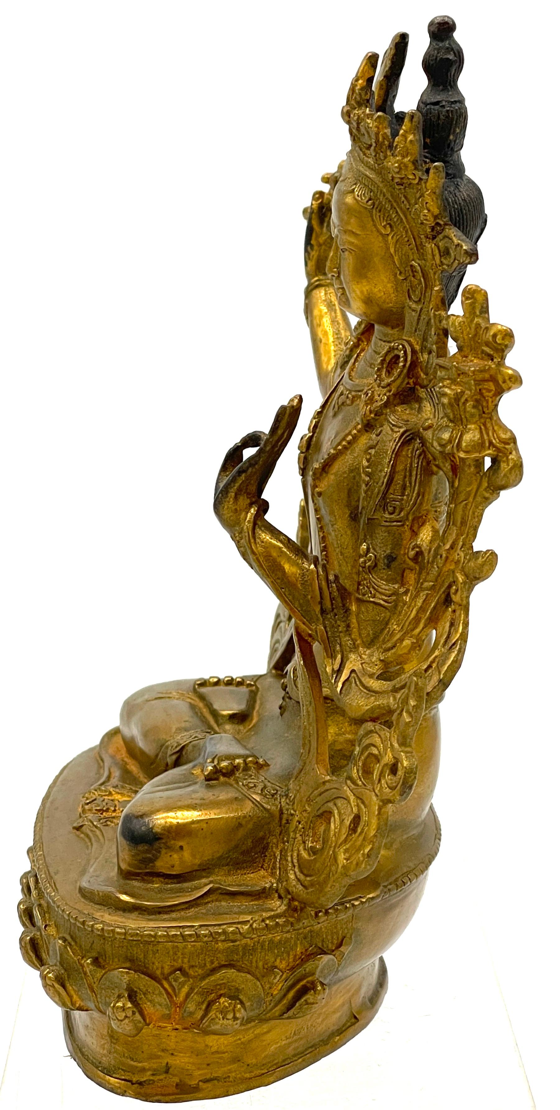 19th Century Tibetan Gilt Bronze figure of the Manjushri Bodhisattva For Sale 5