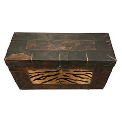 19th Century Tibetan Leather "Tiger" Trunk