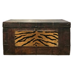 19th Century Tibetan Leather "Tiger" Trunk