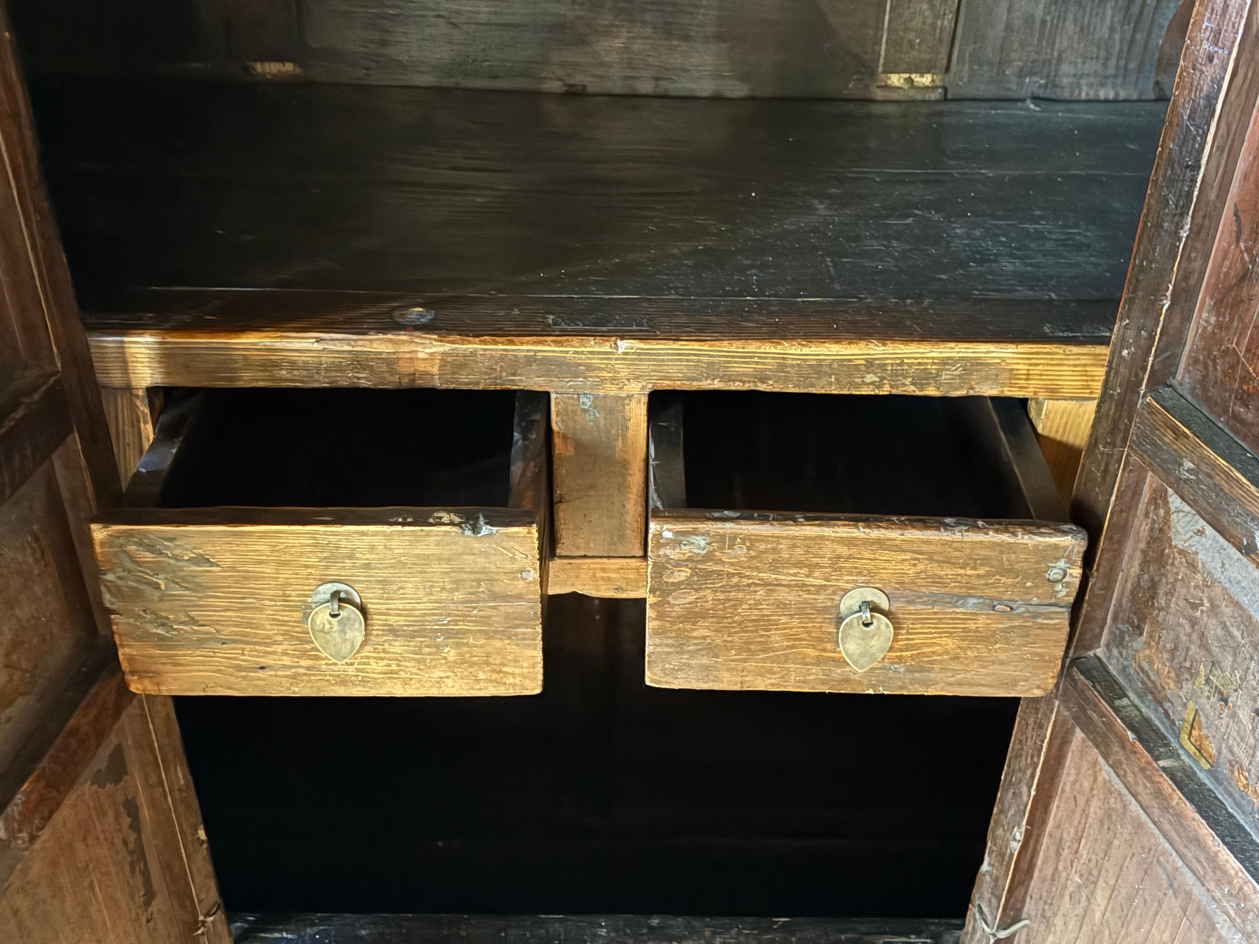 Bois de feuillus Meuble de monastère tibétain du 19ème siècle en vente