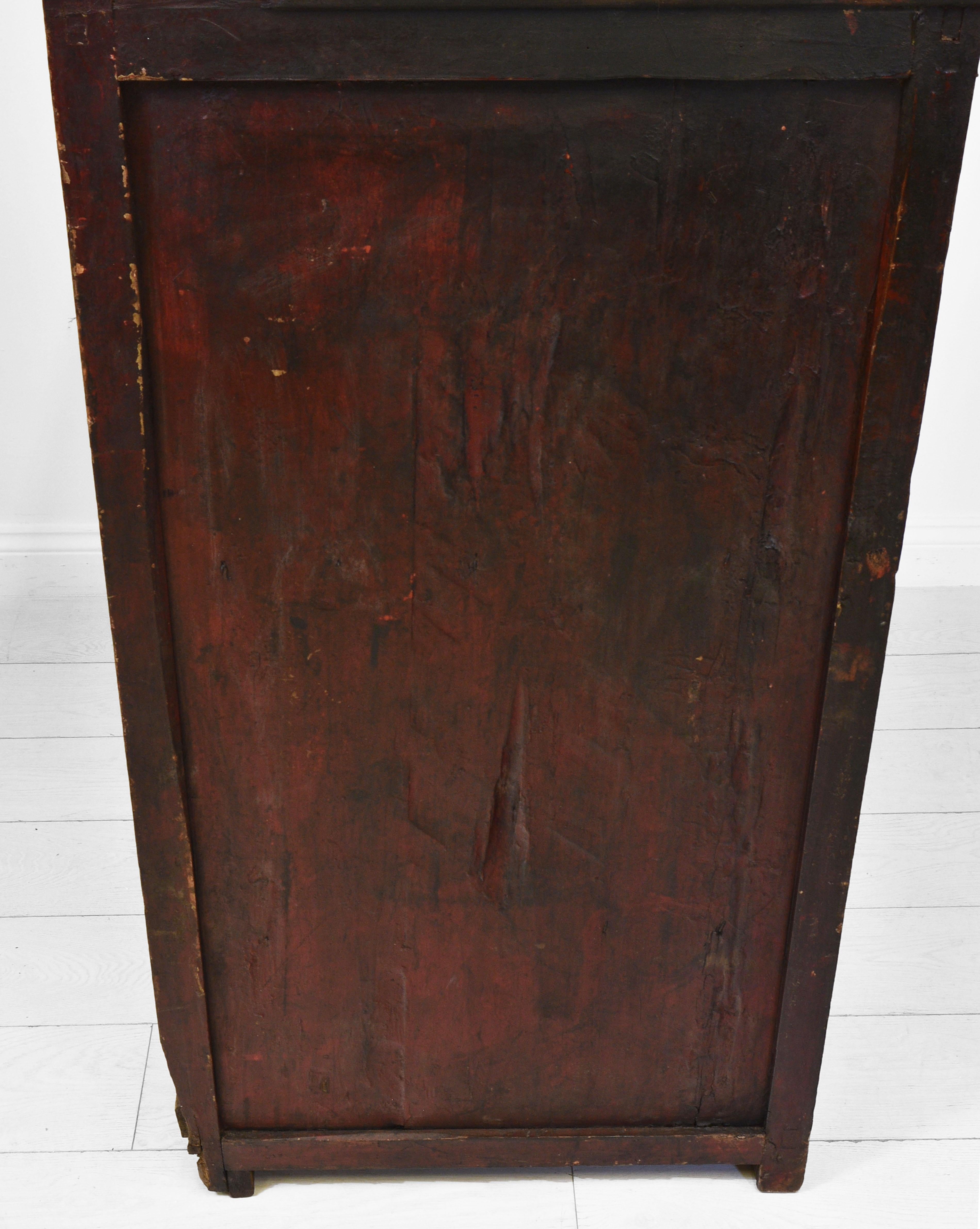 19th Century Tibetan Painted Red Cupboard Cabinet For Sale 5