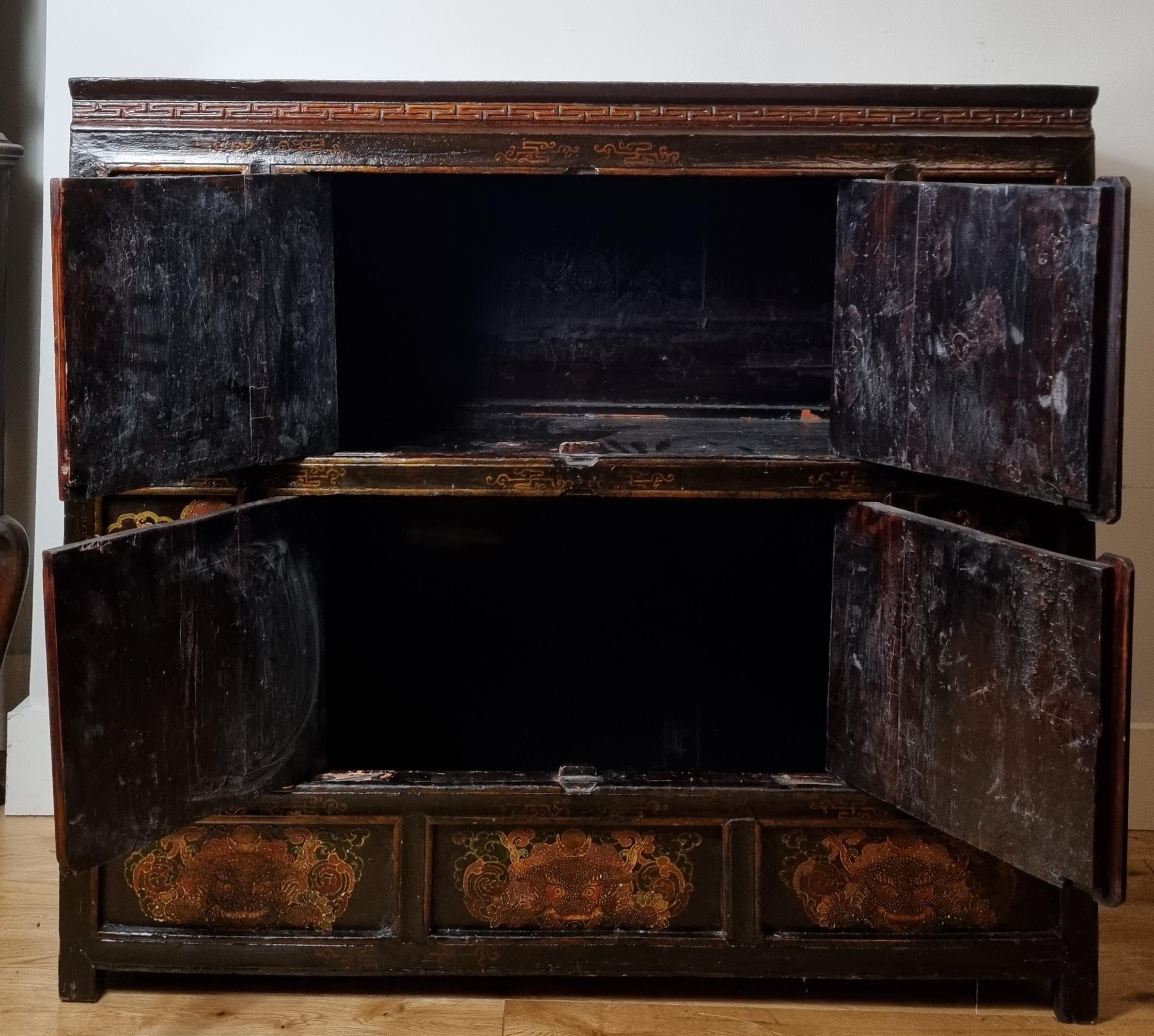 19th Century Tibetan Polychrome Painted Cabinet 1