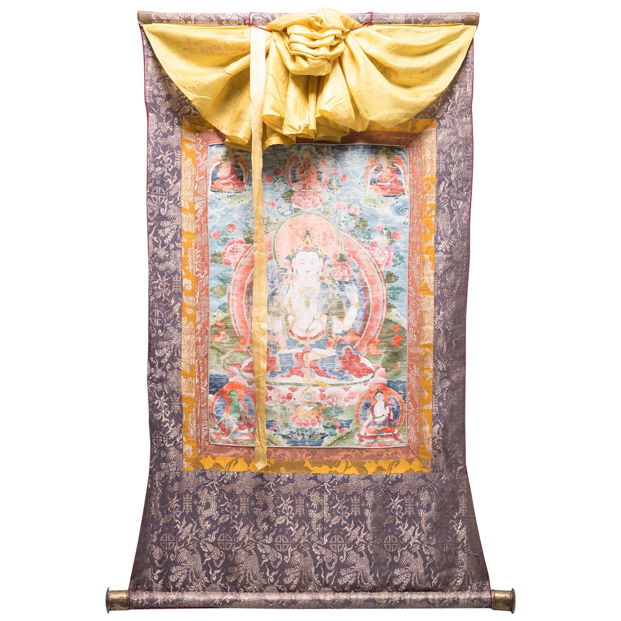 Thangka de Chenresi tibétain du 19ème siècle en vente