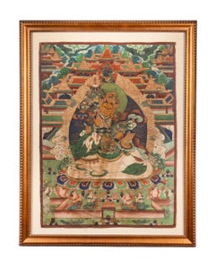 19th Century Tibetan Thangka of Vaishravana (Kubera), Guardian King of the North