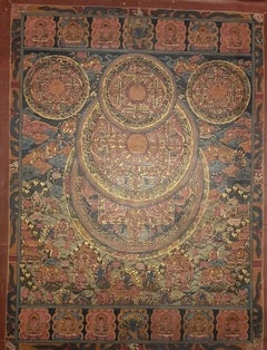 19th Century Tibetan Three Circle Mandala Thangka Painting, Jokhang Temple