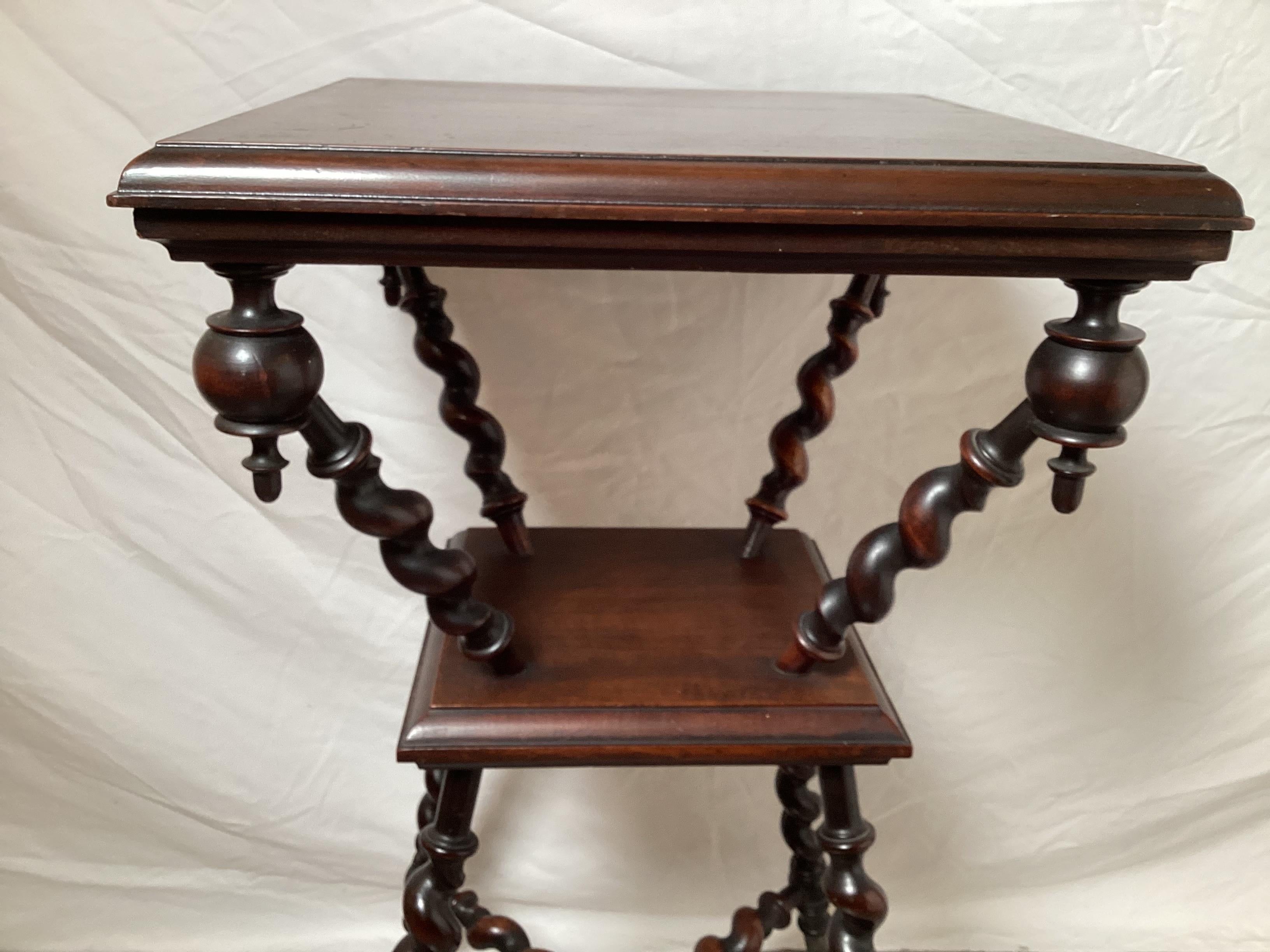 High Victorian 19th Century Tiered Table with Barley Twist Legs by Merklen Brothers For Sale