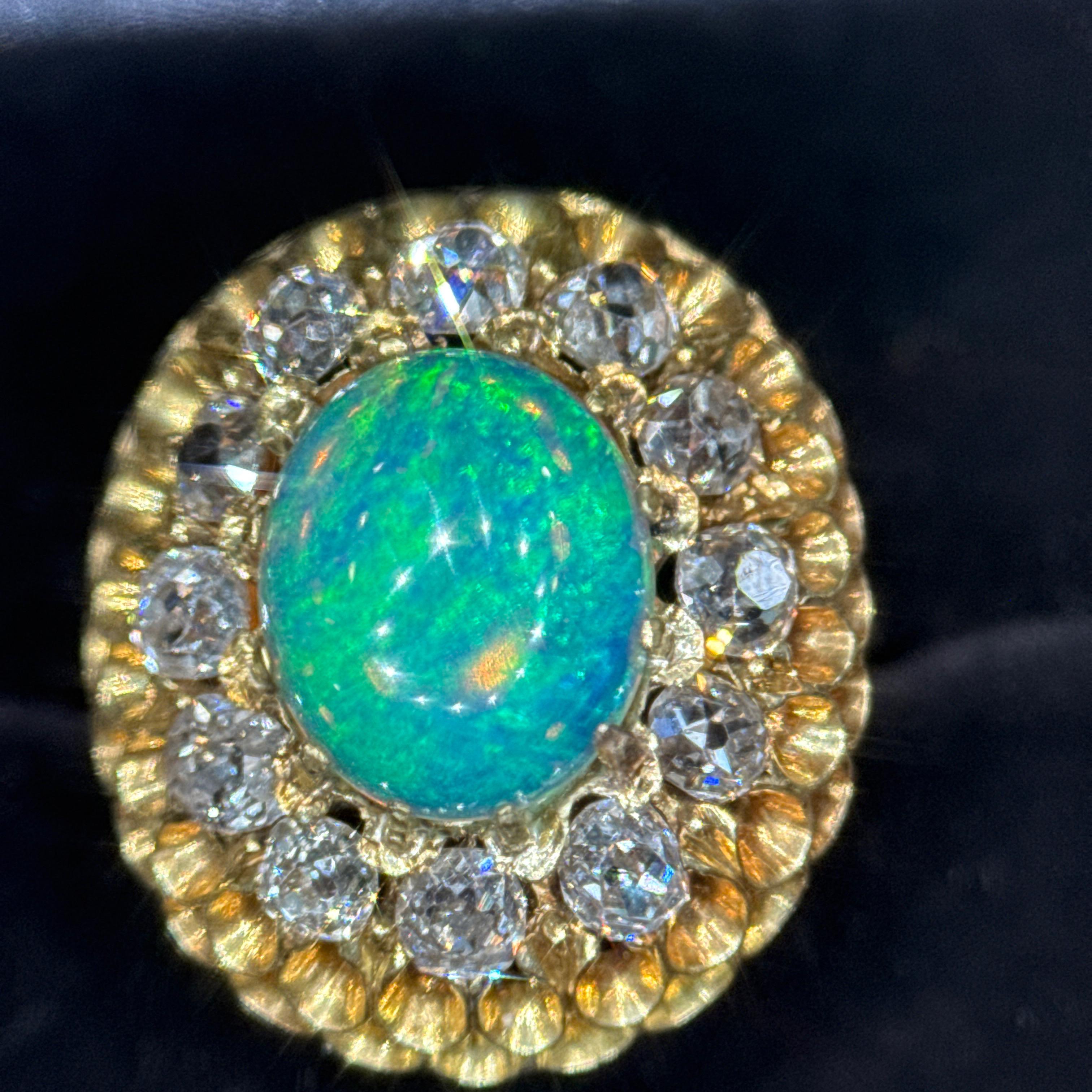 Tiffany & Co. del XIX secolo. Anello antico con Opale e Diamonds Mine in 14 ct. in vendita 5