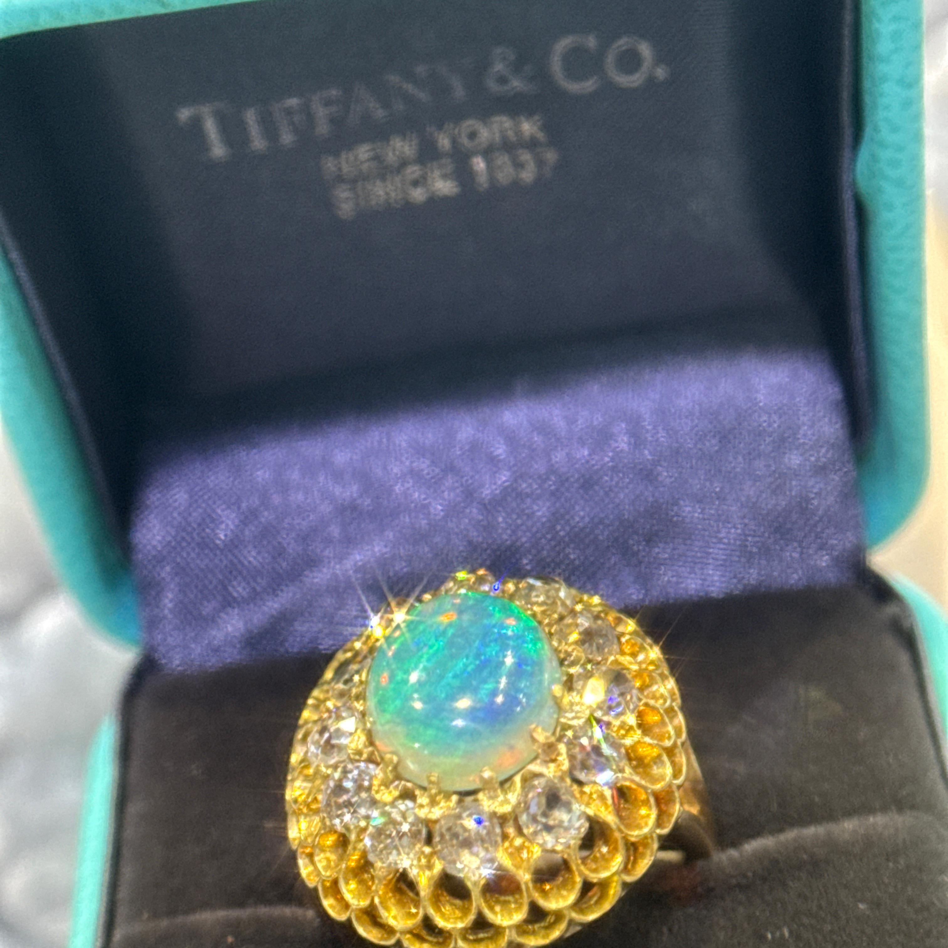 Tiffany & Co. del XIX secolo. Anello antico con Opale e Diamonds Mine in 14 ct. in vendita 8