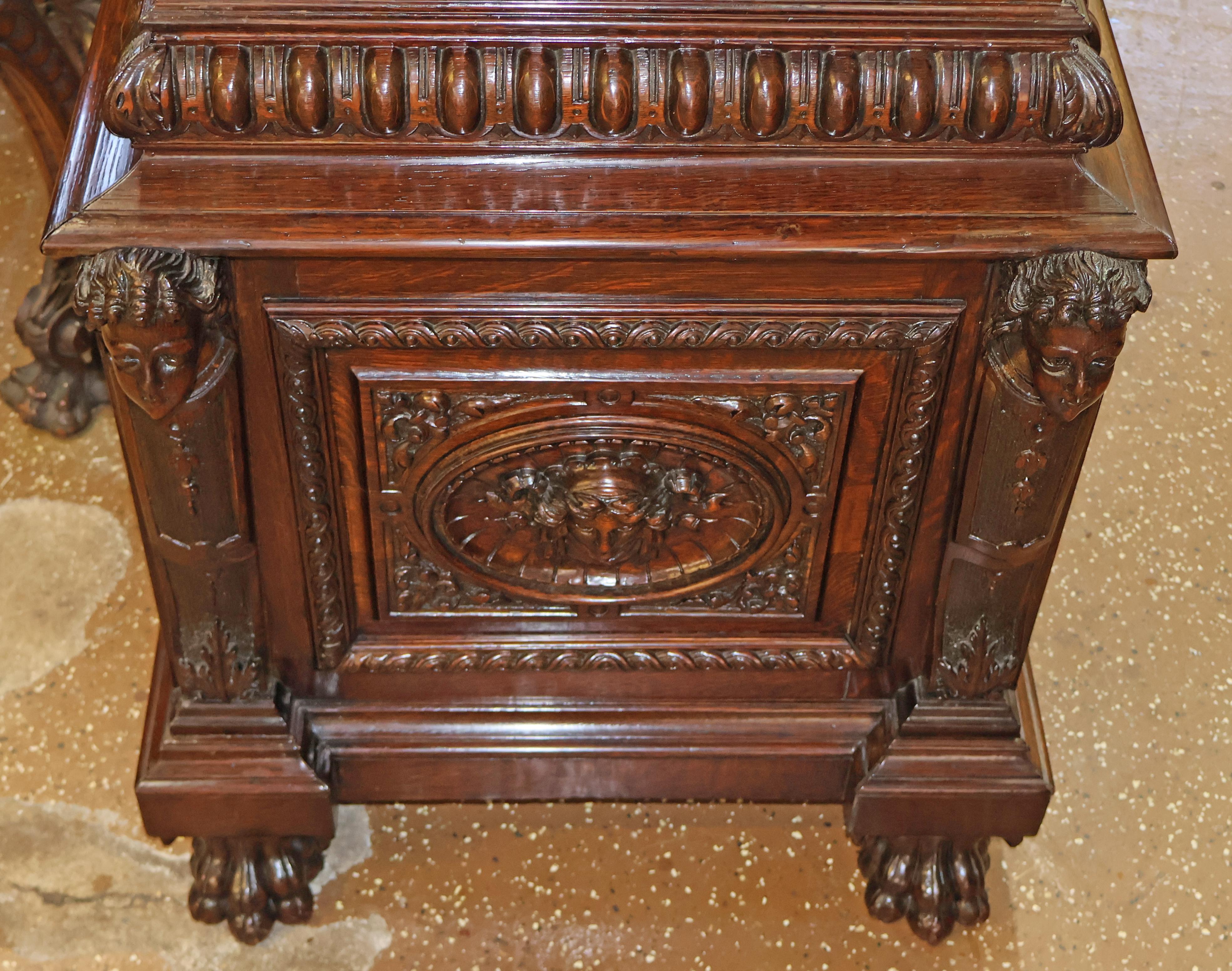 19th Century Tiffany & Co Figural Carved Tiger Oak 9 Tube Grandfather Clock 1