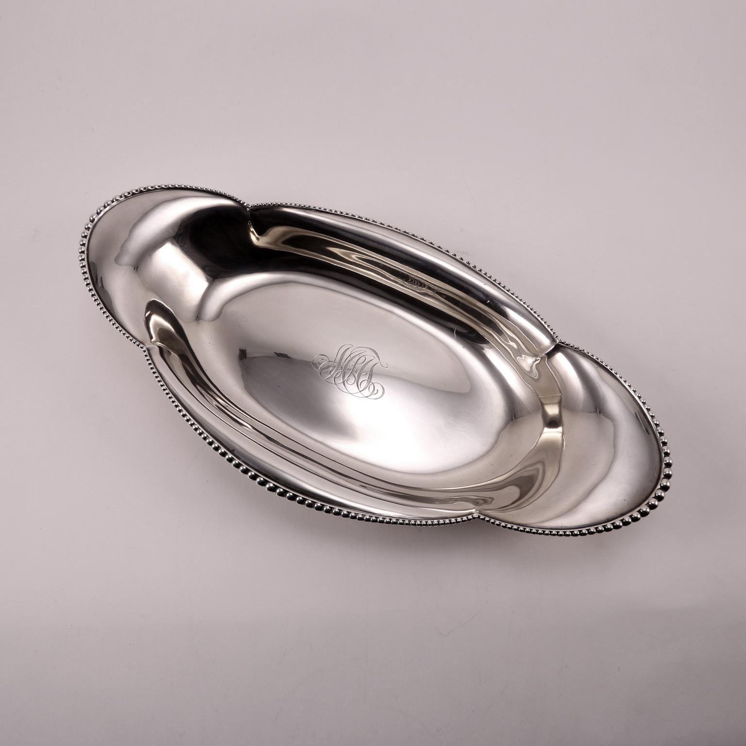 19th Century Tiffany Handcrafted Sterling Silver Oval Bowl For Sale 6