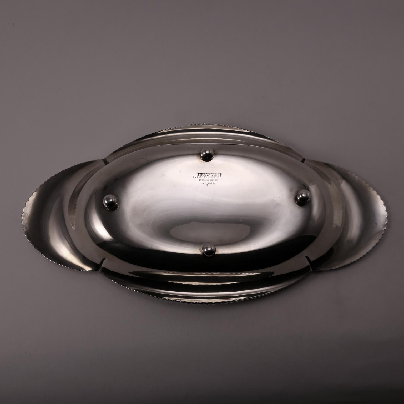 19th Century Tiffany Handcrafted Sterling Silver Oval Bowl For Sale 11