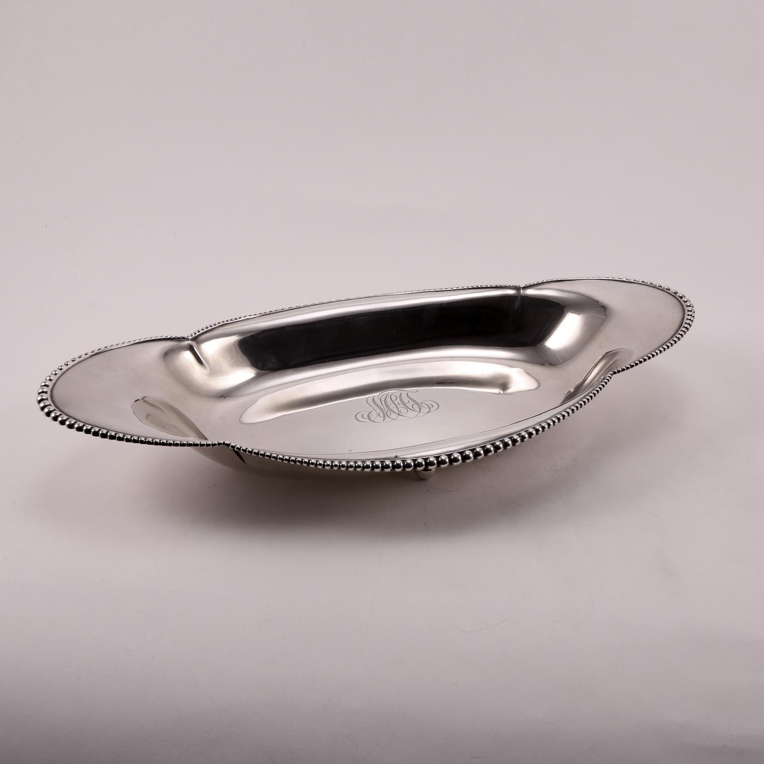 American 19th Century Tiffany Handcrafted Sterling Silver Oval Bowl For Sale