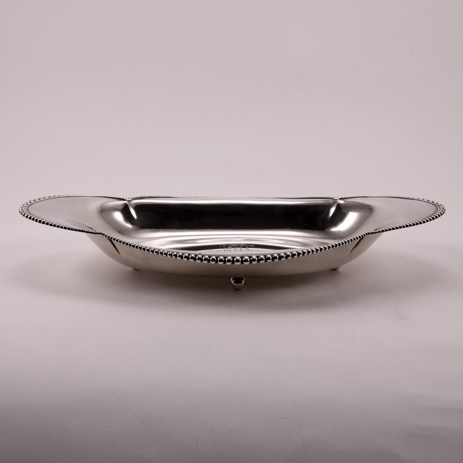 19th Century Tiffany Handcrafted Sterling Silver Oval Bowl For Sale 2