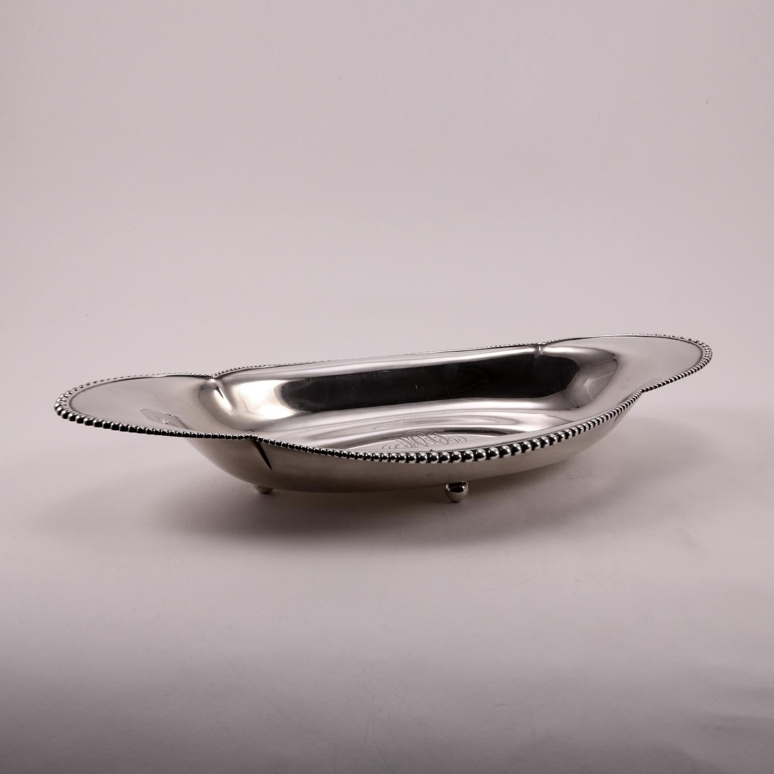 19th Century Tiffany Handcrafted Sterling Silver Oval Bowl For Sale 3