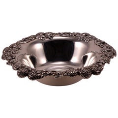 Antique 19th Century Tiffany Sterling Silver Bowl Decorated with Flowers and Leaves